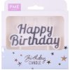 Dekorace na dort PME Dortové svíčky - HAPPY BIRTHDAY - Stříbrné