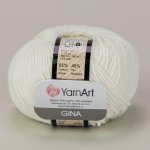 YarnArt pletací / háčkovací příze GINA / JEANS 01 bílá, jednobarevná, 50g/160m