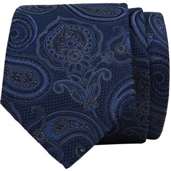 John & Paul hedvábná kravata s paisley vzorem a květinami tmavě modrá