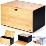 Chlebník z bambusu a kovu s dvojitým víkem, 35,5 × 22 × 20,5 cm – Sleviste.cz