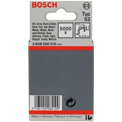Sponky do sponkovaček Bosch PTK 3,6 LI, PTK 14 E Duotac, HT 8, HT 14, HMT 53 a HMT 57 - 8x11.4x0.74mm, 5000ks, typ 53 (2609200210) – Sleviste.cz
