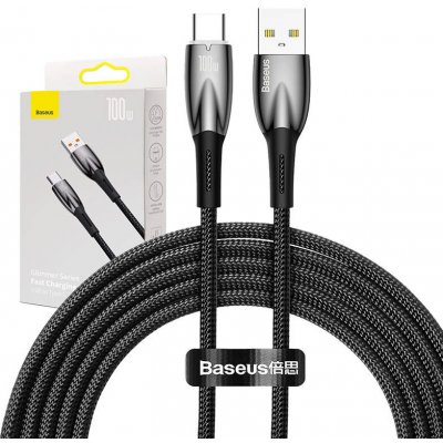 Baseus Glimmer Series Rychlý nabíjecí kabel USB-A - USB-C 100W 480Mbps 2m černý – Sleviste.cz