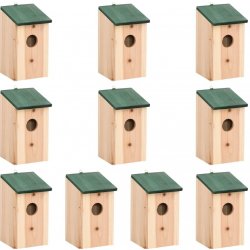Zahrada-XL Ptačí budky 12 x 12 x 22 cm masivní jedlové dřevo 10 ks