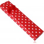 Šperky Eshop Červená dárková krabička na řetízek nebo náramek - bílá srdíčka, červená ozdobná mašle Y25.02 – Zboží Dáma