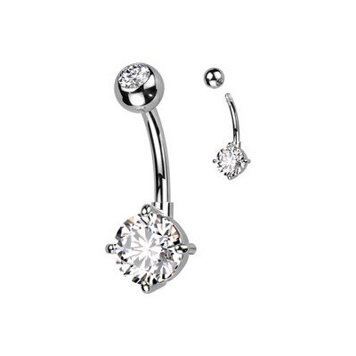 Šperky4U piercing do pupíku s kulatým kamenem TB003-C – Zboží Dáma