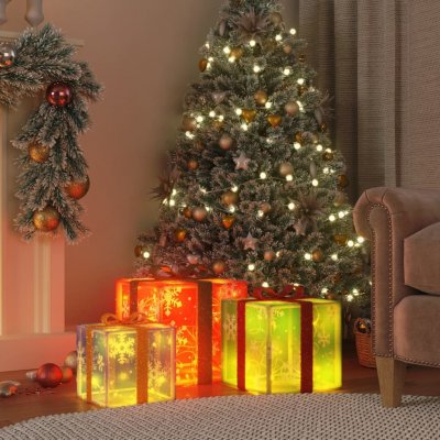 zahrada-XL Svítící vánoční dárky 3 ks 64 teple bílých LED