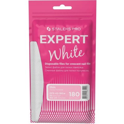 Staleks Expert bílé jednorázové pilníky půlměsíc 180 DFE-42-180W 50 ks – Sleviste.cz