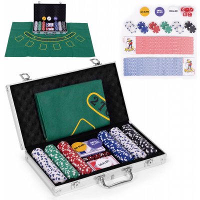 Blackjack a Poker sada v kufříku 300 žetonů 2 balíčky karet podložka – Zboží Dáma