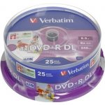 Verbatim DVD+R 8,5GB 8x, Double Layer, AZO, printable, cakebox, 25ks (43667) – Sleviste.cz