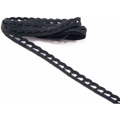 Bavlněná paličkovaná krajka - černá - šířka 1 cm – Zboží Mobilmania