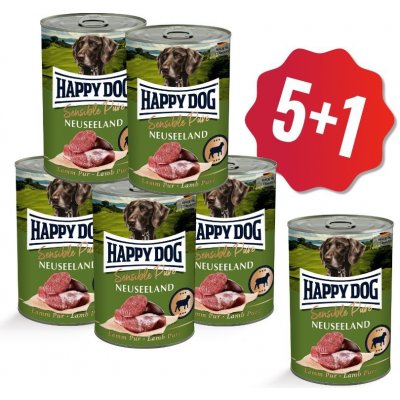 Happy Dog Lamm Pur Neuseeland - jehněčí 6x400 g Set 5+1 ZDARMA