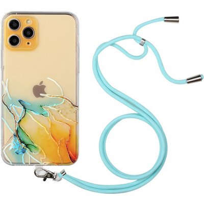Pouzdro AppleMix Apple iPhone 11 Pro - mramorová textura - šňůrka - gumový - žluté – Zboží Mobilmania