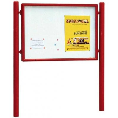 PROCITY Jednostranná vitrína Carrefour 1255x1700 mm, včetně sloupků, červená | Zboží Auto