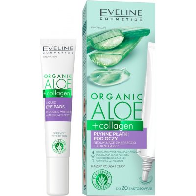 Eveline Cosmetics Tekuté očné náplasti s organickým aloe a kolagénom na redukciu vrások a kurích ôk 4v1 20 ml