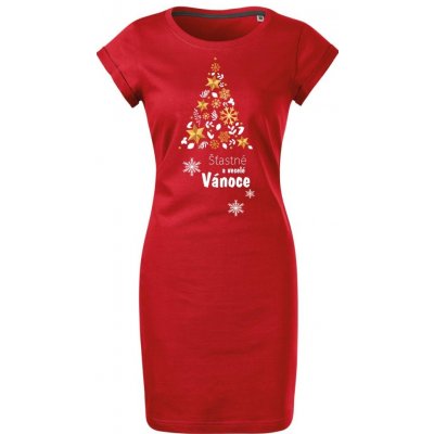 NakupTextil Vánoční šaty s potiskem Vánoční stromeček – Zboží Dáma