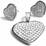 Steel Jewelry set přívěsek a náušnice srdce s krystalky z chirurgické oceli SET141103 – Sleviste.cz