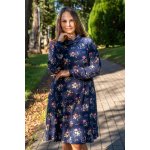 Jsem máma Zimní bambusové kojicí šaty se skrytými zipy tmavě modré s kvítky – Zboží Mobilmania