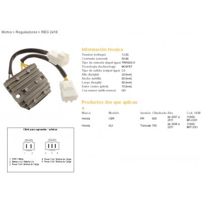 DZE regulátor napětí HONDA CBR 600RR 07-12; XL 700V TRANSALP 08-11 (50A) (31600-MFJ-D01) | Zboží Auto