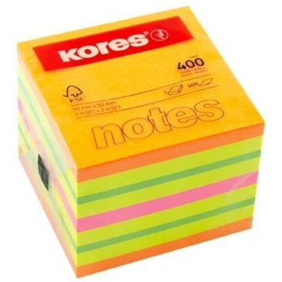 Kores Neonové bločky CUBO Summer 400 lístků 50x50mm, mix barev (48460) – Sleviste.cz