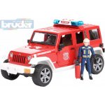 Bruder 2528 Jeep Wrangler Rubicon hasičský s figurkou a příslušenstvím