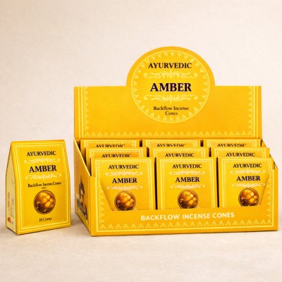 Ayurvedic vonné kužely tekoucí dým Amber 10 ks – Zboží Dáma