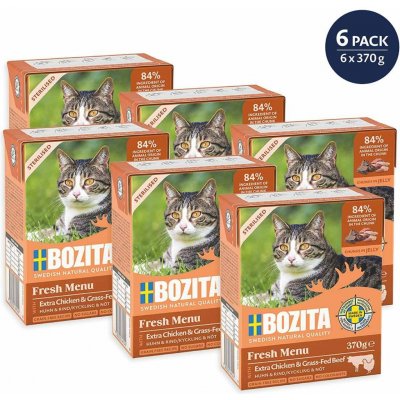 Bozita Cat Fresh Menu Sterilised kousky v rosolu s kuřetem a hovězím 6 x 370 g – Hledejceny.cz