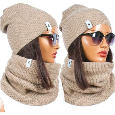 Zimní set Maria čepice a nákrčník krémová – Zbozi.Blesk.cz