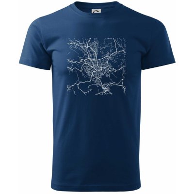 Mapy měst černobílé Jablonec nad Nisou klasické pánské triko Půlnoční modrá – Zboží Mobilmania