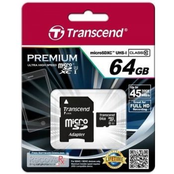 Transcend microSDXC Premium 64 GB UHS-I TS64GUSDU1