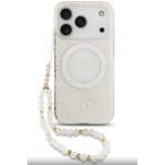 Guess IML Flowers Allover Strap MagSafe Zadní Kryt pro iPhone 17 Pro White – Zboží Mobilmania