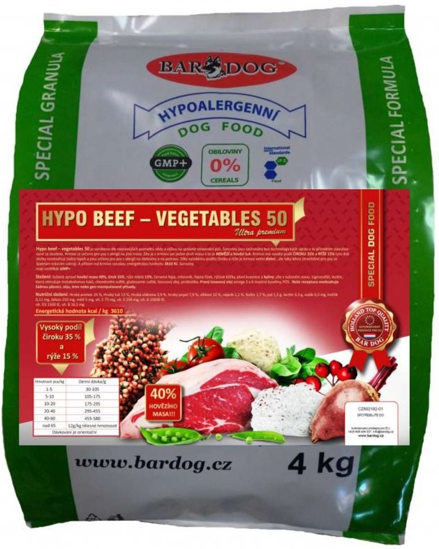 Bardog Lisované za studena HYPO BEEF VEGETABLES 50 4 kg