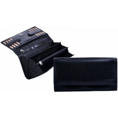 Lagen Dámská černá kožená peněženka dlouhá V 40 černá – Zboží Mobilmania