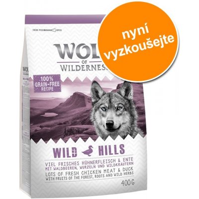 Wolf of Wilderness zkušební NOVINKA JUNIOR Wild Hills kachní 400 g