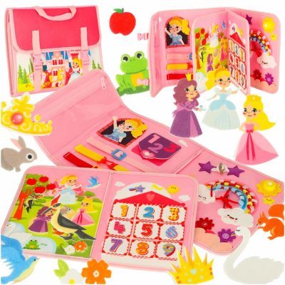 KIK Senzorický batoh Montessori se senzorickými deskami růžový – Zboží Dáma