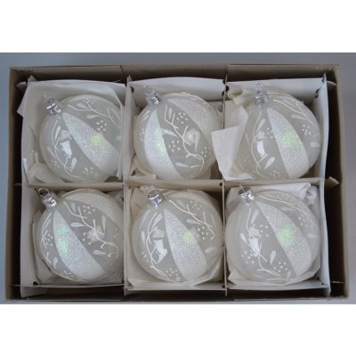 Skleněné vánoční ozdoby koule bílé průhledné Slezská tvorba – Zboží Dáma
