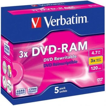 Verbatim DVD-RAM 4,7GB 3x jewel box, 5ks (43450)