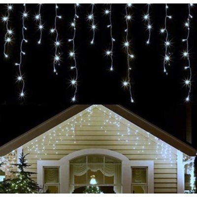 DENR Vánoční světelný závěs 500 LED venkovní + ovladač studená bílá černý kabel – Hledejceny.cz