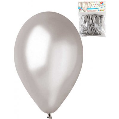 GEMAR Balónky nafukovací 26 cm metalické stříbrné set – Hledejceny.cz