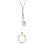 Šperky eshop Ocelový velký obrys kruhu s krystalky plochý kroužek přívěsky ve zlaté barvě S41.19