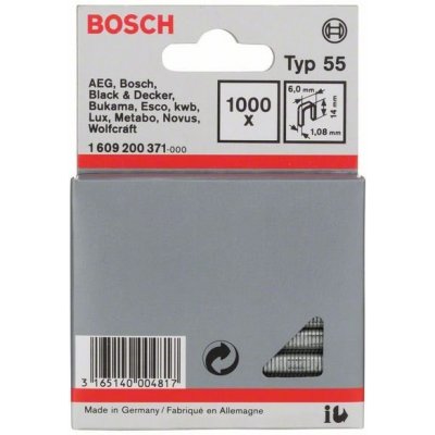 BOSCH Úzké sponky do sponkovačky, typ 55 6 x 1,08 x 14 mm (1000 ks) 1609200371 – Zboží Mobilmania