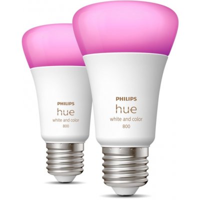 Philips Hue White and Color ambiance LED žárovka 800lm 60W E27 2ks – Zbozi.Blesk.cz