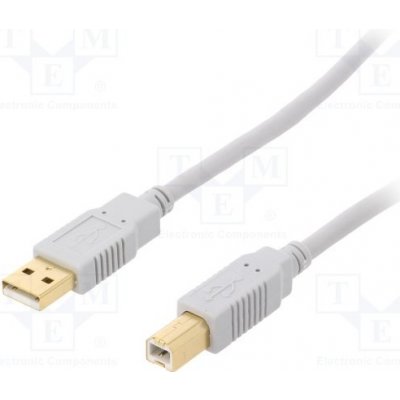 BQ Cable CAB-USBAB1.8G USB 2.0, USB A vidlice, USB B vidlice, zlacený, 1,8m, šedý – Zbozi.Blesk.cz