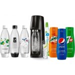 SodaStream Spirit Black + láhve FUSE 3 x 1l + Sirup Pepsi 440 ml + Sirup Mirinda 440 ml + Sirup 7UP 440 ml – Zboží Mobilmania
