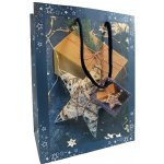 Nekupto Dárková papírová taška 23 x 18 x 10 cm Vánoční hvězda modrá – Zboží Dáma