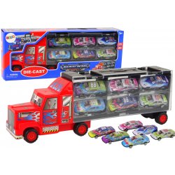 LEANToys Import Sada transportního kamionu a závodního auta 12ks.