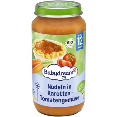 Babydream BIO nudle v mrkvi s rajčaty 250 g – Zboží Mobilmania