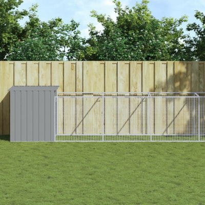 vidaXL Psí bouda s výběhem světle šedá 110 x 1221 x 110 cm pozinkovaná ocel 9799.3189088 – Hledejceny.cz