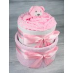 PASTELL Decor Plenkový dort dvoupatrový pro holčičku medvídek 3 Miminko váží 4 - 9 kg Velikost oblečení 62/68 Miminku jsou 3 - 6 m – Zboží Dáma