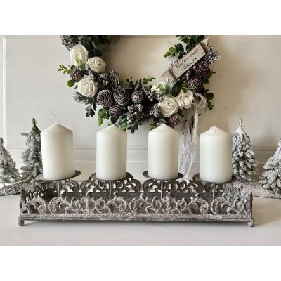 Šedý adventní kovový svícen – Zboží Dáma