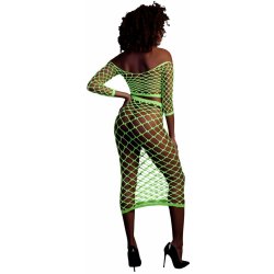 Ouch! Glow in the Dark Long Sleeve Crop Top and Long Skirt Neon Green